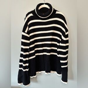 Black and White Striped Women's Sweater